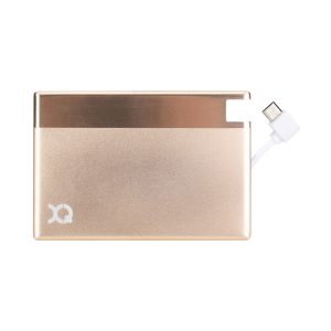 Power Bank XQISIT 1350 mAh Ultra Slim - Doré avec connecteur Micro-Usb